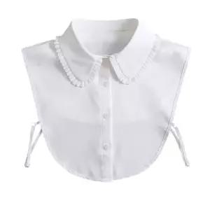 사이드 플리츠 페이크 셔츠 넥케이프 블라우스 카라 페이크카라 넥케이프 레이스카라