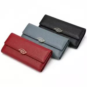 트렌디 3컬러 리얼 소가죽 엠보싱 나뭇잎 버클 장지갑돈지갑 지폐 미니백 소형파우치 가죽손 손지갑 수납