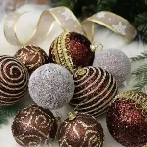 크리스마스 트리 반짝 수제 장식볼 오너먼트세트 (브라운01)볼 장식품 꾸미기 고급 소품
