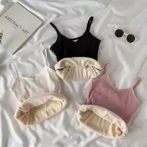 4컬러 여성 골지 기모나시 겨울 따뜻한나시 안감 털나시 포근한 겨울용 이너 밍크 융나시 끈나시