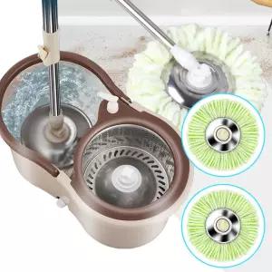 물걸레막대 통돌이 회전 바닥 밀대청소기 2장 물밀대 이걸레 극세사 물기제거 노터치 물청소 마대