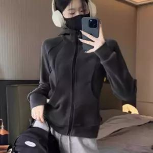 여성용 간편 외출 사무실 실내 폴라플리스 슬림 라인 절개 후드 집업 자켓 간절기 지퍼 핏자 요가 풀자 겨