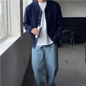 깔끔한 아우터 하찌패턴 카라넥 디자인 캐주얼 가디건베이직 남성코디 간절기 가을 남자패션 귀여운 니트