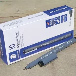 스테들러 0.2mm Fineliner pigment liner 블랙 1다스꾸미기펜 꾸미기재료 데코용품 그림그리기 만화 사인