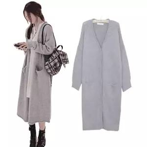 여성 봄 니트 롱가디건 자켓 여자 점퍼 가을 루즈핏 가오리 무지