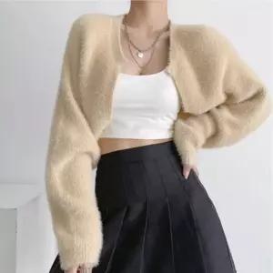 숏 짧은 털가디건 볼레로 겨울 니트 아우터 사무실가디건 숄가디건 브이넥 기본 가을 여성 여자 봄가디건