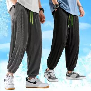 쿨링 플리츠 조거팬츠 고무줄 주름 밴딩 스？？ 남성팬츠 남자 남자밴 트레이닝바지 여름 여자밴 밴바지 트레