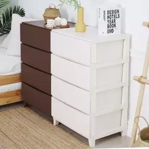 [보노하우스]가든 라탄 서랍장 와이드형 4단 플라스틱 수납장