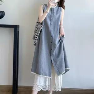 아레니아 모리걸 원피스 룩 여름 린넨 민소매 가을 빅사이즈 여자 봄 휴양지 여성용 K1803 쉬폰 비치 여신