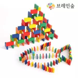 창의교구 알록달록 무지개 원목도미노 400 쌓기놀이 공간구성 감각발달 교육완구