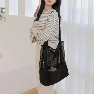 비치루 A749 물놀이 가방 비치백 메쉬 해변 그물크로스백 토트 우아한 고급스러운 하객룩 여행용 데일리 백