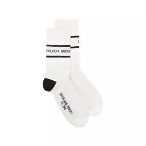 Golden Goose striped intarsia logo socks GUP00883P002205 TP453402613