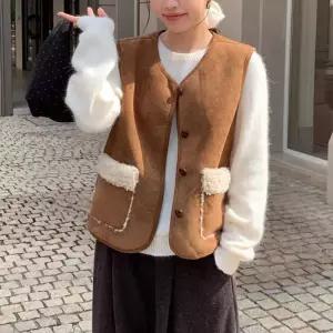 여성 양털 스웨이드 무스탕 조끼겨울 베스트 뽀글이 데일리 패션 따뜻한 아우터 캐주얼 코디 포근한 데일리