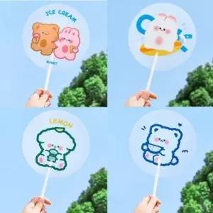 손잡이 원형 베스트 캐릭터 심플 부채 여름 필수 굿즈 (WFJD3MH)