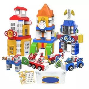 자동차 구조물 만들기 알록달록 자석블럭 베이직 60 두뇌자극 유아교구 아기선물 블록