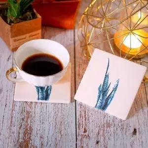 규조토컵받침 유리 사각코스터 대컵받침대 티코스터