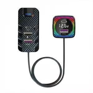 차량용 휴대폰 고속충전기 5포트 5in1 A타입 C타입 전압체크 후면 클립 1.5m 출장 여행 일상 시거잭 LED 디