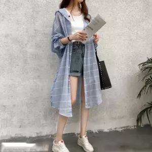 LD-570 롱후드셔츠체크 캐쥬얼 여성패션 여성캐 의류 여자