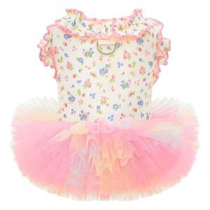 꽃무늬 개와 고양이 드레스와 통기성 애완동물 핑크 스트레치 여자 파티 강아지 미디엄 생일 개를 작은 스커트 투투 고양이와 의상 위한