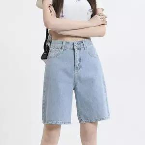 여성 데님 하프팬츠 여름 데일리 캐주얼룩핫 핫팬츠 반바지 여자 와이드