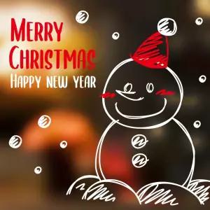 크리스마스 그래픽스티커 해피 눈사람연말 눈꽃 데코 꾸밈 성탄절 장식용 인테리어 시트지 포인트지 겨울