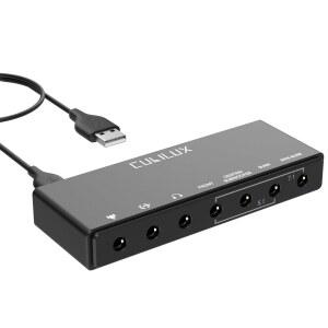 큐빌럭스 7.1 USB 서라운드 사운드 카드 - 헤드폰용 48KHz-384KHz 속도 풀 알루미늄 합금 USB 노트북용 외장 사운드 카드 - 라인인 스테레오 마이크 지원