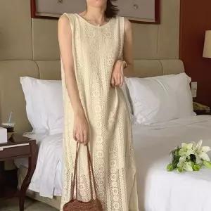 민소매 레이스 포인트 로맨틱 원피스롱원피스 페미닌 여성 데이트룩 하객 캐주얼 트렌디 라인예쁜 여리여리