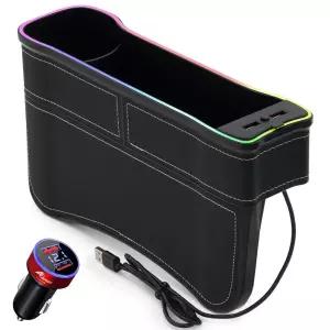 차량용 컵홀더 사이드포켓 QC3.0 C80 보조석+시거잭용USB충전기 용무드등 용사이드 용홀더 자동차 틈새 용