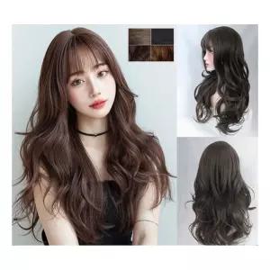 키밍 레이어드웨이브 여자 통가발 긴머리 자연스러운앞가 여성가 통가 반가 패션가 전체가 단가발 롱가 긴