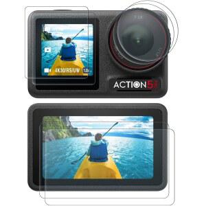 DJI 호환 오스모 액션 5 프로2세트 프로 액세서리 강화 유리 프로텍터 OLED 디스플레이 울트라 HD 9H 경도 스크래치 방지 버블 프리와 호환되는 아마존이어 렌즈 스크린