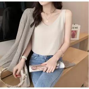 쥬디제이 새틴나시 블라우스 정장 이너심플 민소매 여름 여성 깔끔한 여자