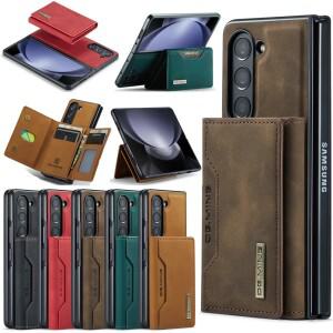 삼성 호환 갤럭시 Z 폴드 가죽 지갑 케이스 마그네틱 카드 거치대 포켓 킥스탠드 보호 폰 커버 2 in 1