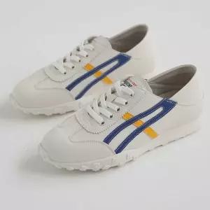 영문 레터링 패치 투컬러 사선 포인트 심플 스니커즈단화운동화 여성 어글리슈즈 니트 캔버스화 메쉬 화이