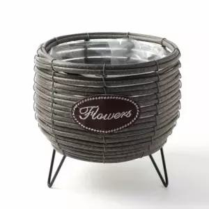 스탠드 화분 바구니 조화꽃 꽂이라틴 왕골 원형라탄 예쁜 조화 바스켓 커버