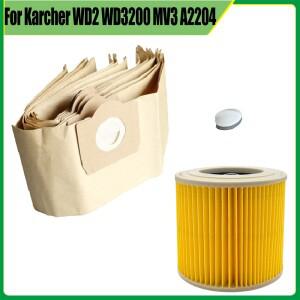 Karcher WD3 MV3 WD3200 A2204 A2656 진공 청소기 예비 부품 액세서리 교체 호환용 먼지 봉투 Hepa 카트리