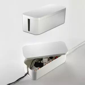 멀티탭 케이블 전선 정리함 중형 40x16.4cm 1P 화이트거치대 케이스 멀티탭함 박스 콘센트