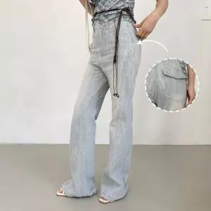 여성 유니크 워싱 데님 부츠컷 데미지 데이즈