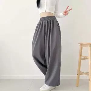 여자 오버 스타일 백 레터링 포인트 스트릿 해션 와이드 팬츠따뜻한바지 면바지 정장 통바지 여성트레이닝