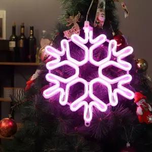 비츠온 LED 눈꽃 네온플렉스(DC24V) 40CM 무점멸 핑크 in-284801크리스마스소품 전구 꾸미기 겨울 장식 장