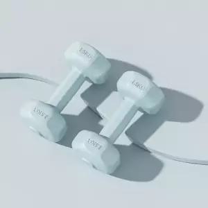 육각 덤벨 소형 아령 1.5kg 2개 블루홈트레이닝 집에서운동하기 근력 헬스장 기구 고무 국산 홈트