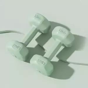 육각 덤벨 소형 아령 1.5kg 2개 그린홈트레이닝 집에서운동하기 근력 헬스장 기구 고무 국산 홈트