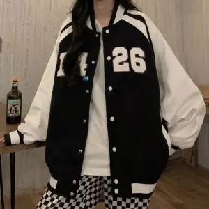 캐주얼 배색 루즈핏 여성 스타디움 데일리 야구점퍼아우터 여자아 바시티자켓 캐주얼룩 캠퍼스 여대생