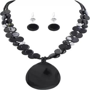 쥘 D. 빅 티어드롭 펜던트 여성용 컬러풀 비즈 목걸이 홀리데이 선물입니다.