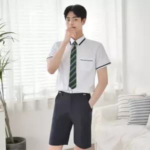 교복몰 허리조절 네이비 반바지 남자 학반바지 코스튬 코스프레 남생 학교 테마 의상 남성