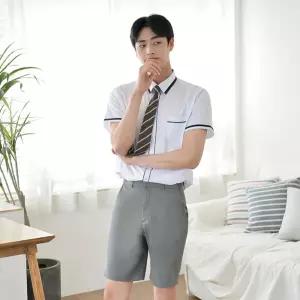 교복몰 허리조절 연그레이 반바지 남자 회색교복 코스튬 코스프레 남학생 학교 테마 의상 남성슬랙스