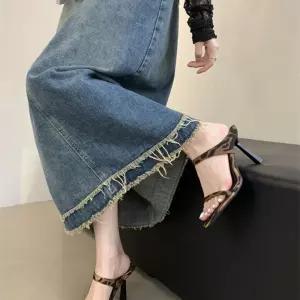 스파이더맨 여사친 여친 하계 신작 샌들 하이힐 슈즈 레오파드 슬리퍼 프렌치 스틸레토 웨지힐 OPH2