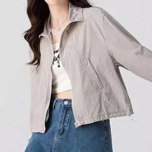 경량 크롭집업 자켓 데일리룩 간절기 바람막이 아우터루즈핏점퍼 여성 간아 자외선차단 얇은 스포티 하이넥