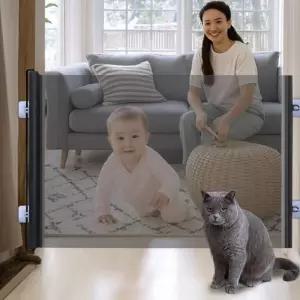 펫도어 고양이 강아지 안전문 칸막이 셀프 슬라이드애완견팬스 애견안전망 울타리 가림 분리 매쉬 팬스 용