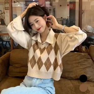 여성 아가일 니트 조끼 URK-051베스트 여자 패션 일조끼 캐주얼