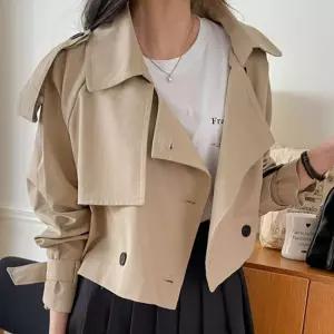 여성 크롭 트렌치 코트 가을 간절기 숏트렌치 숏코트 여자 바바리 캐주얼자켓 봄자켓 간아우터 초자켓 초가